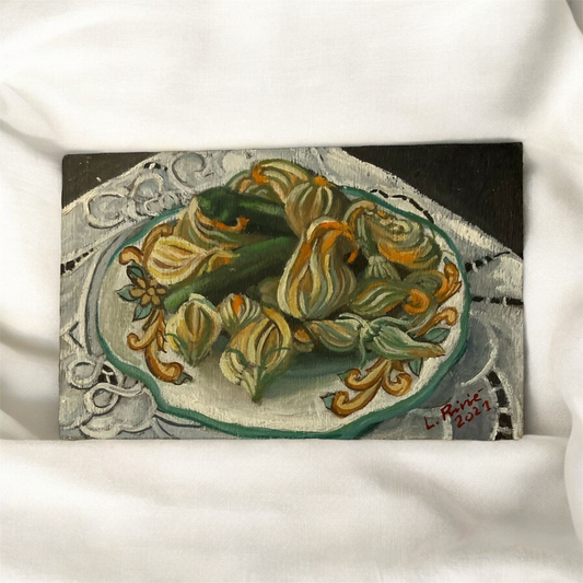 Quadro – Natura Morta con Fiori di Zucchine