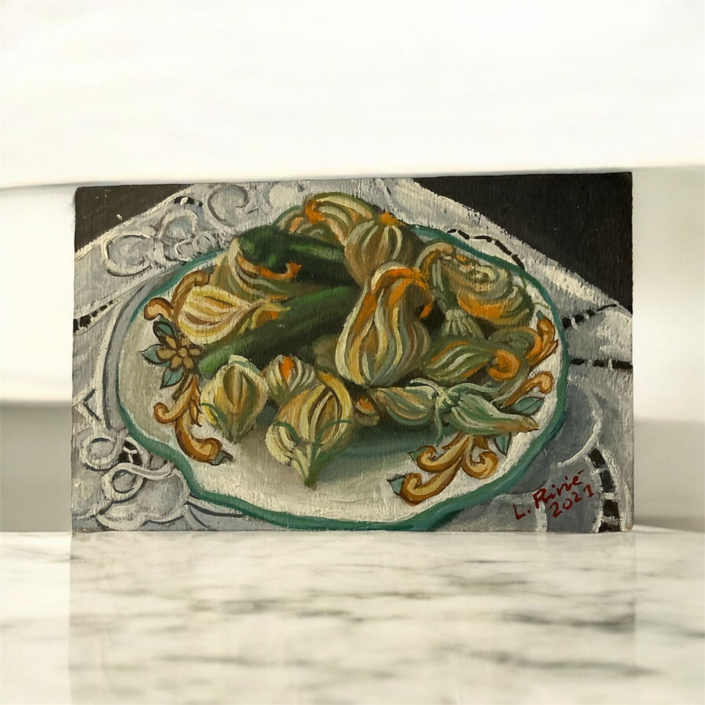 Quadro – Natura Morta con Fiori di Zucchine