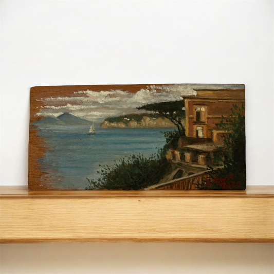 Opera Unica a Olio su Tavola – Veduta di Sorrento