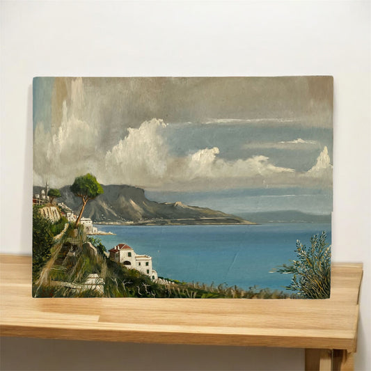 Opera Unica a Olio su Tavola – Veduta della Costiera Amalfitana