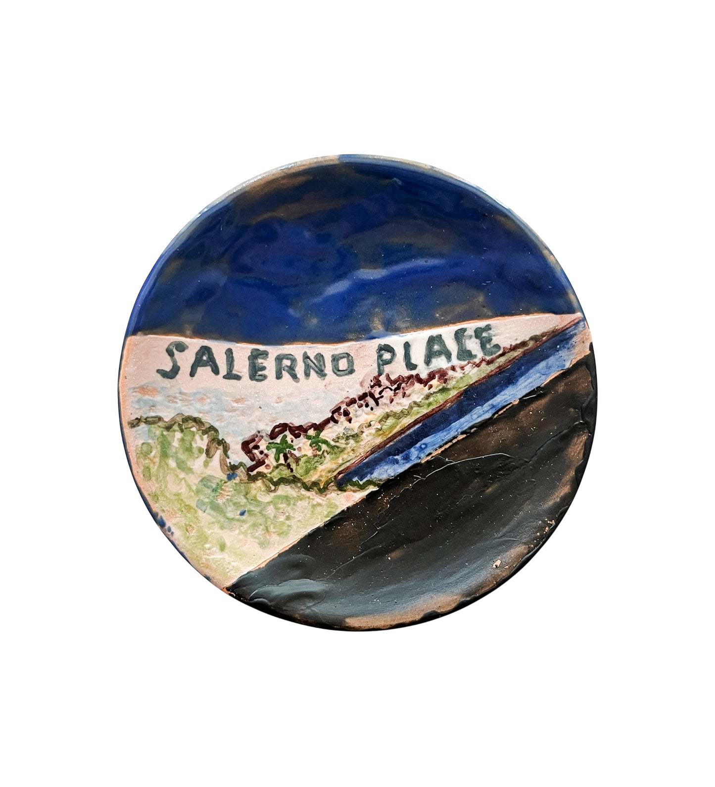 Piattino Decorativo in Ceramica dipinto a Mano, Salerno dalla Costiera Amalfitana