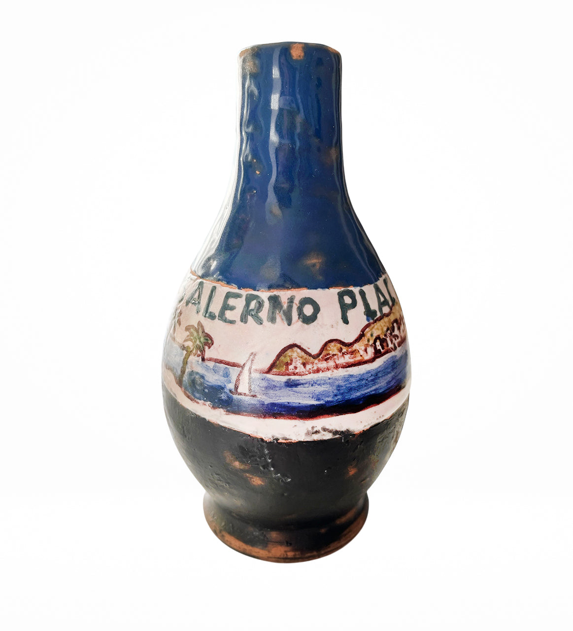 Piccolo Vaso in Ceramica – Colori del Mare e Ispirazione Costiera, Opera Unica Dipinta a Mano