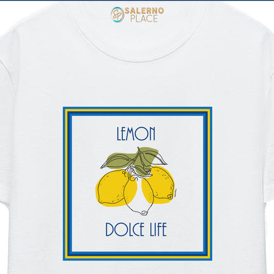 T-shirt Donna "Lemon Dolce Life" – Design Italiano con Limoni Stilizzati – Mood Costiera Amalfitana