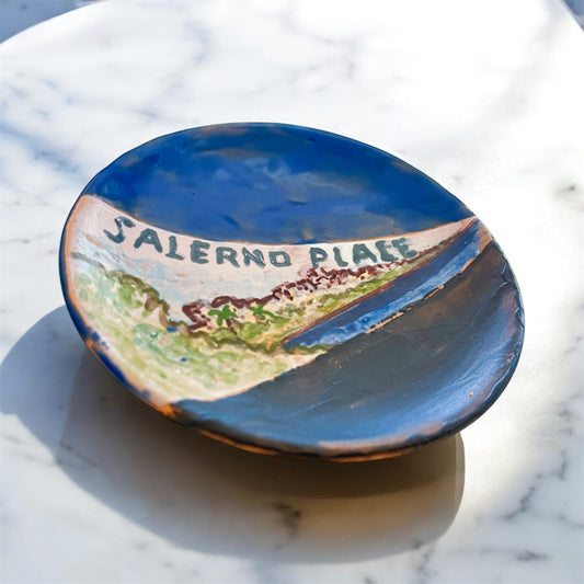 Piattino Decorativo in Ceramica dipinto a  Mano, Salerno dalla Costiera Amalfitana
