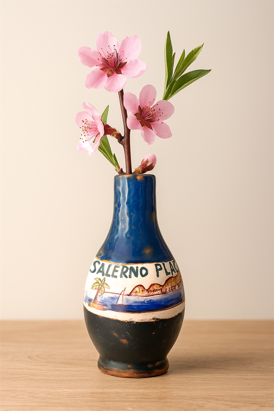 Piccolo Vaso in Ceramica – Colori del Mare e Ispirazione Costiera, Opera Unica Dipinta a Mano