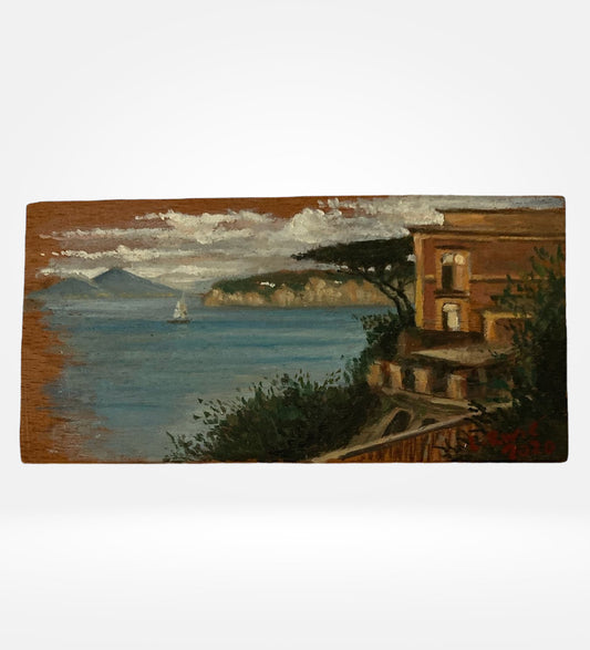 Opera Unica a Olio su Tavola – Veduta di Sorrento