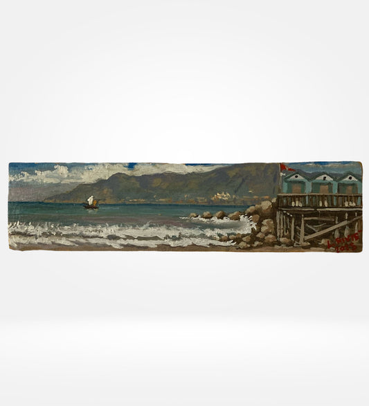 Opera Unica a Olio su Tavola – Veduta Panoramica della Costiera Amalfitana