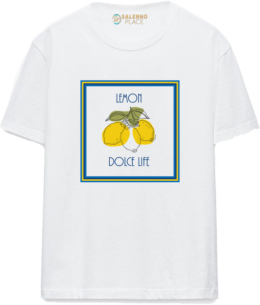 T-shirt Donna "Lemon Dolce Life" – Design Italiano con Limoni Stilizzati – Mood Costiera Amalfitana